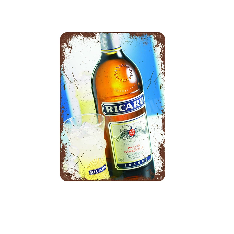 Винтажная металлическая жестяная вывеска Ricard Beer винтажная тарелка для виски