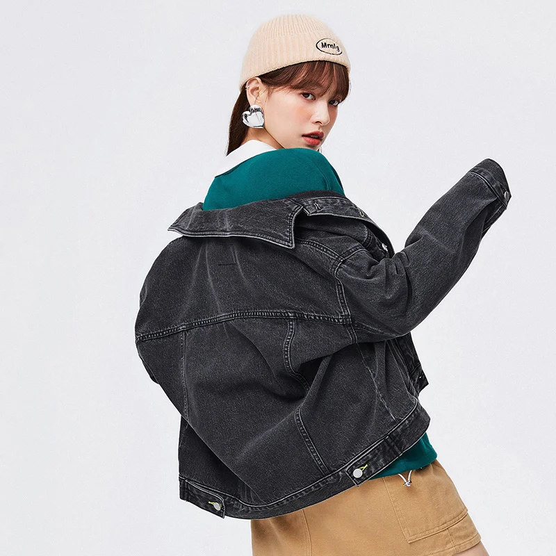 

SEMIR Denim Jacket Women 2021 New Winter Clothes Loose Tops Slim Cotton Jacket Lapel Salt Lazy Demin Coat For Woman