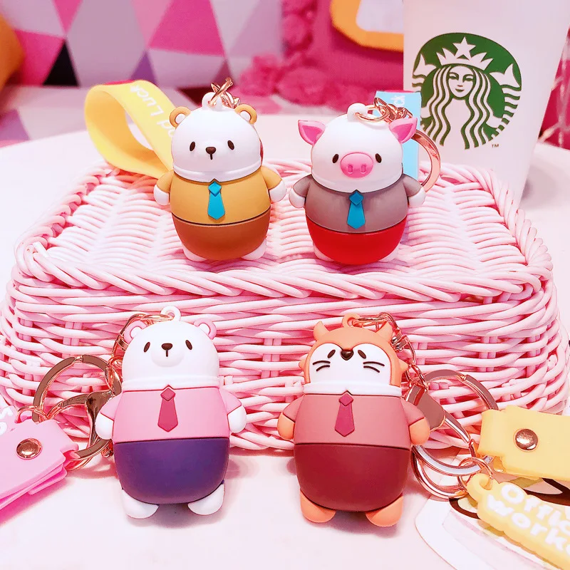 

Korean Cute Bear Keychains Pendant Men And Women Couples Car Key Chain Creative Button Doll Key Ring Lover Girl Gift Loveheart