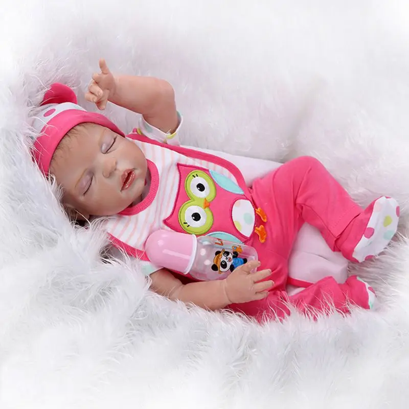 

48cm Cute Realistic Full Silicone Vinyl Newborn Sleeping Babies Toy Clothes Mat Lifelike Handmade Gifts XX9E