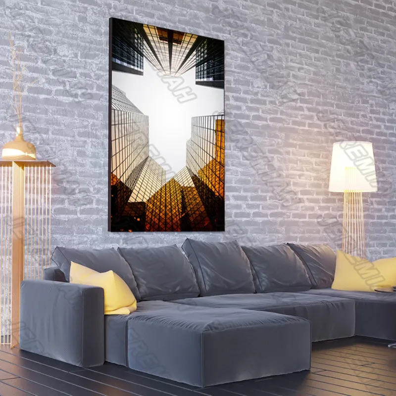 

Building Bottom View Nordic Poster and Painting Waterproof Ink Painting Technique Modern Living Room Wall Sticker