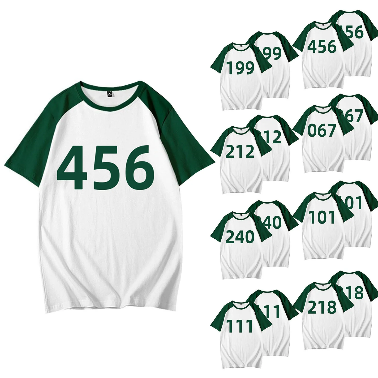 

Squid Game T-Shirt Top Women Casual Round Neck Number 456 218 Round Six Print Short Sleeve Funny Summer Clothing Tee Shirts