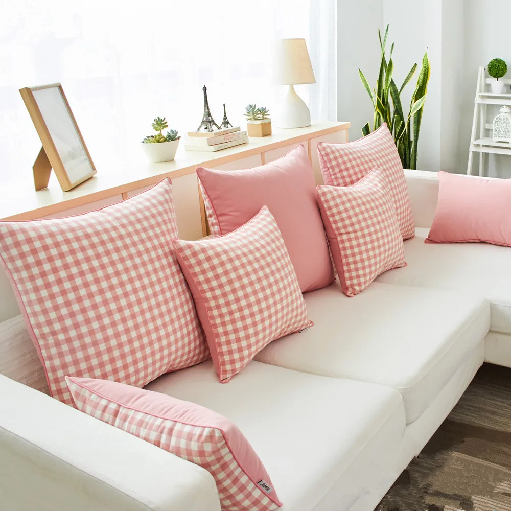 

30X45/40/45/40x60/60cm Simple white pink plaid cushion cover sofa grid checkered pillow case decorative pillow cover pillowcase