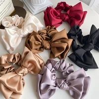 fashion three layer satin barrette bow hair tie ponytail holder bow elastic hair accessories for women hair band ribbon headwear