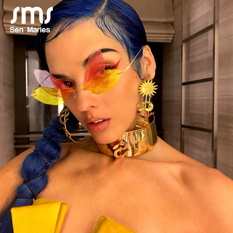 Солнцезащитные очки без оправы для мужчин и женщин Модные Винтажные солнечные