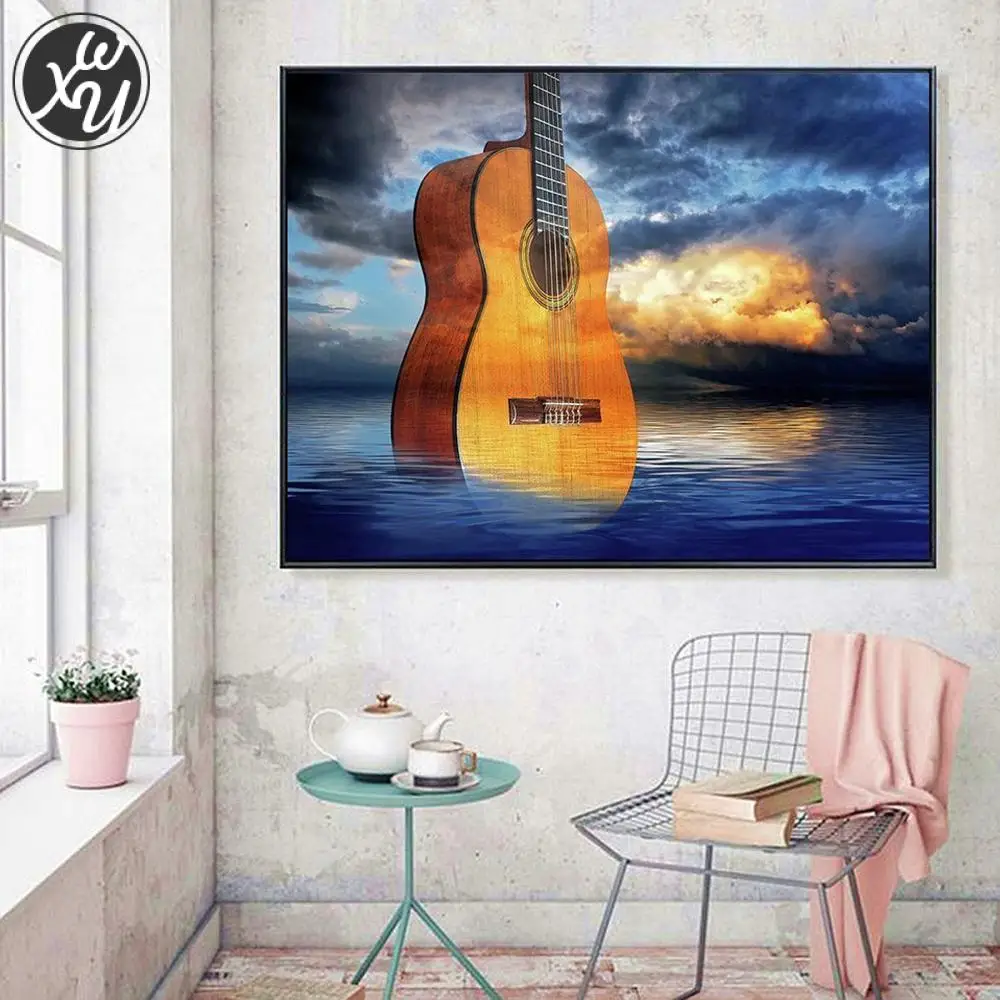 Наборы для алмазной живописи взрослых гитара полная вышивка крестиком музыка