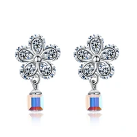 zemior 925 sterling silver flower drop earrings for women austria crystal cubic zircon earrings engagement party fine jewelry