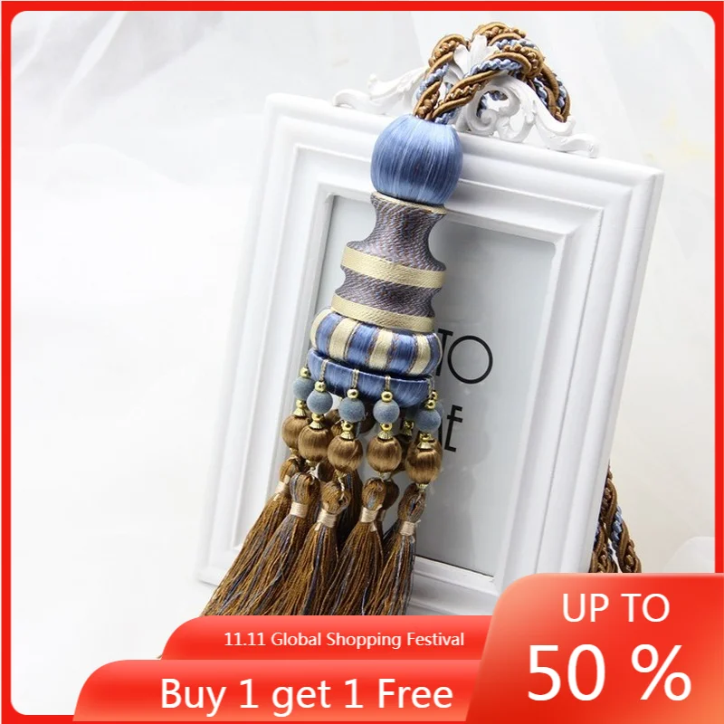 

High-End Curtain Tassel Strap Tassel Rope Curtain Accessories Accessories Wooden Bead Hanging Ball decorative balls