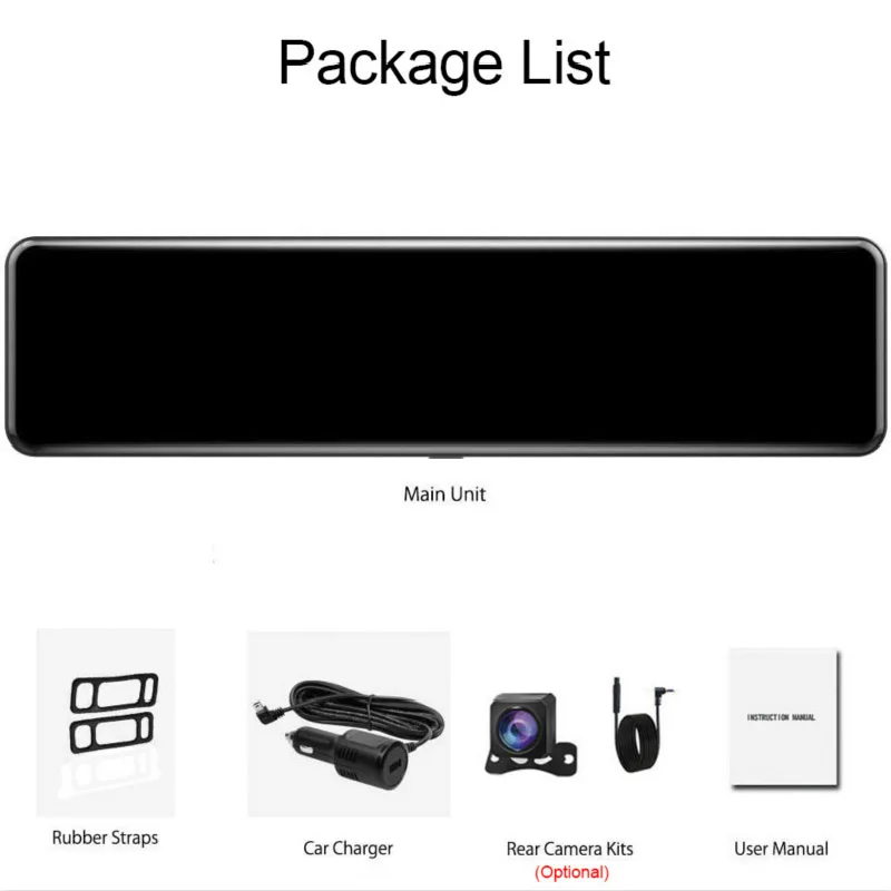 

4K Video Recorder Car Dash Cam DVR Sony IMX415 G-Sensor Dash Camera 12" UHD Touch Screen Registrar Dual Camera Parking Monitor