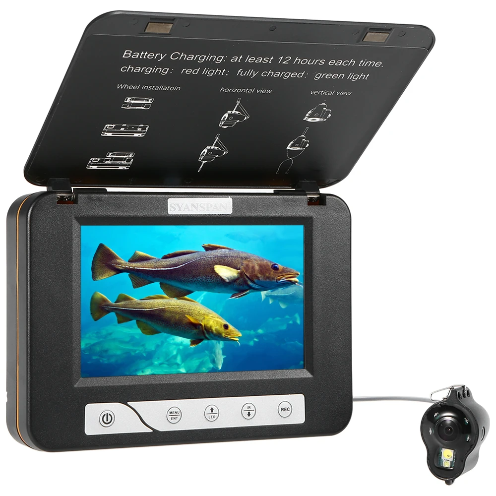 

15M 1000TVL Underwater Ice Fishing Video Camera Fish Finder 4pcs Infrared 2pcs White Leds Night Vision Camera 5 Inch LCD Monitor