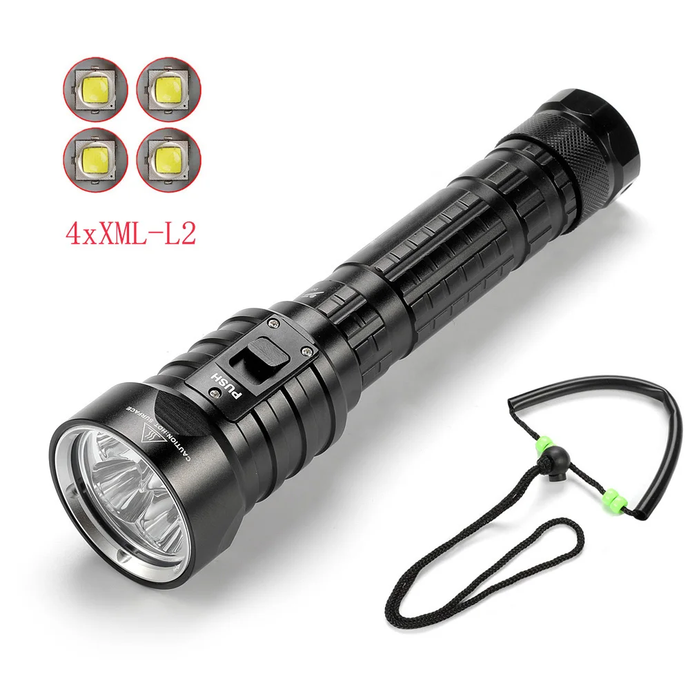 Ekaiou DX4S(обновленный от DX4) XM-L L2 светодиодный фонарик для дайвинга яркий водонепроницаемый 100 м белый светильник светодиодный фонарь