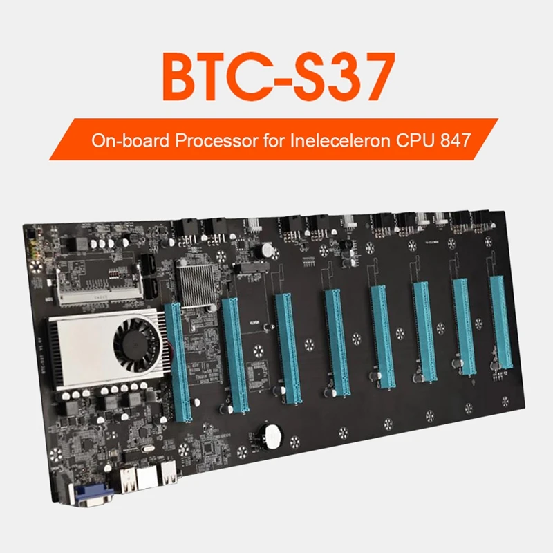 hot btc s37 motherboard miner motherboard ddr3 8xpcie 16x gigabit network rj45 port for miner bitcoin mining btc motherboard free global shipping