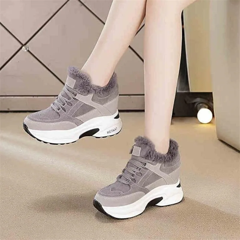 Женские повседневные кроссовки для увеличения роста зимы модная увеличивающая