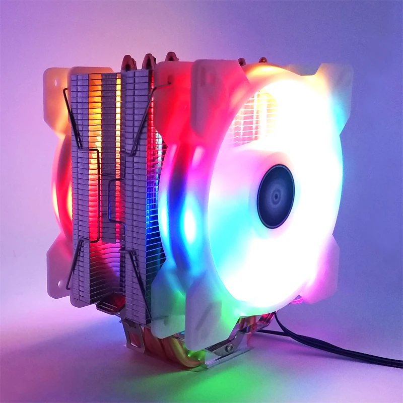 RGB light Снеговик 6 тепловых трубок кулер ЦП RGB 120 мм ШИМ 4Pin для Intel LGA775 1150 1151 1155 1366 AMD AM2 AM3 AM4 Вентилятор охлаждения процессора ПК тихий - Цвет лезвия: RGB light