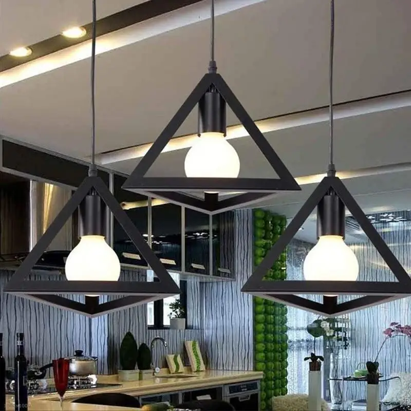 Современный подвесной светильник винтажная железная лампа E27 черного цвета в