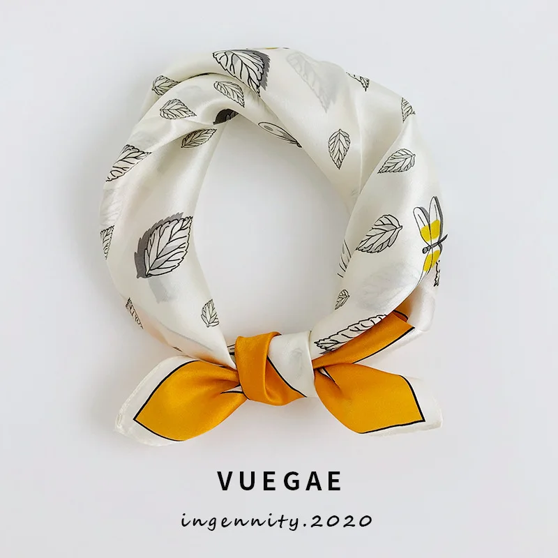 

New Arrival 100% Pure Silk Scarf Women Neck Hair Foulard Bandana 2022 Square Small Headband Hijab Print Poncho Scarves Pashmina