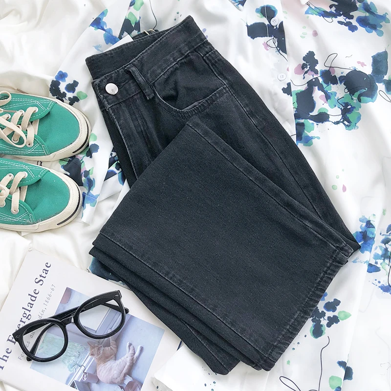 

Retro High waist trouser e girl baggy All match Straight pants for Women's jeans 2021 Spring New y2k Streetwear Black