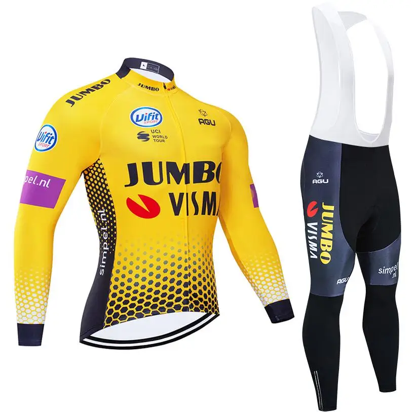 Золотой Зима JUMBO команда Велоспорт Джерси 20D велосипед брюки набор Ropa Ciclismo мужские тепловой флис pro трикотаж для велосипедистов Майо Одежда - Цвет: Золотой