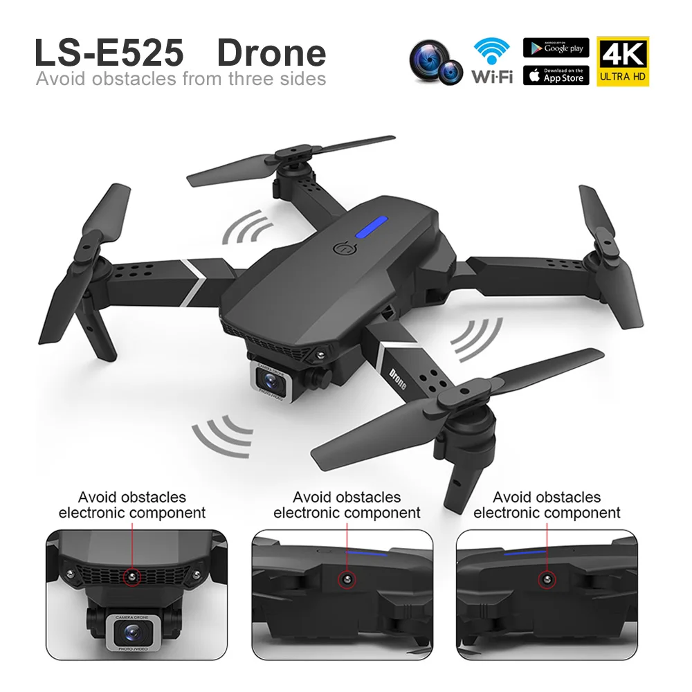 

E525PRO 4 Axis Evadible RC Drone 4k Dual Camera Switch Music Zoom UAV Aerial Fixed Height Helicopter Remote Control Aircraft Toy