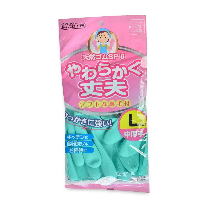 Перчатки хозяйственные средней толщины с хлопковым покрытием зеленые L DUNLOP HOME