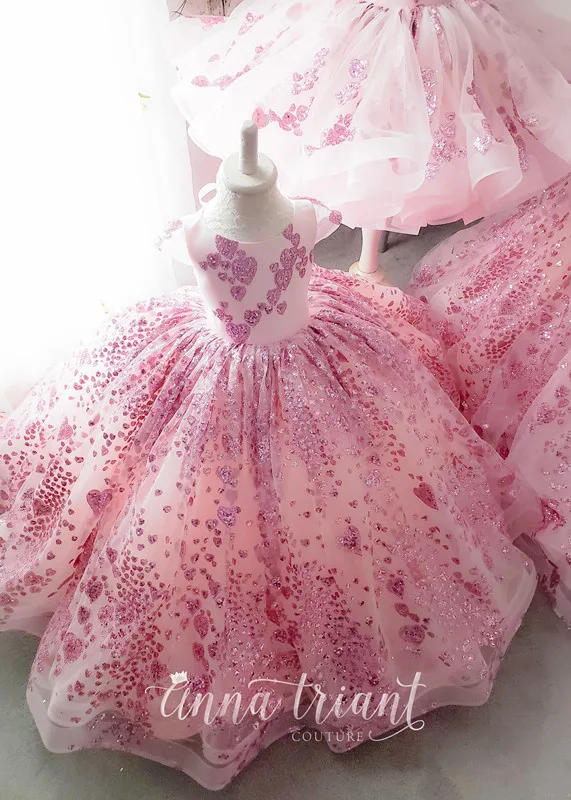 same as picture Шикарное шикарное праздничное платье для девочки, платья кружевная Кепка с блестками, бальное платье, платье с цветочным узором для девочки на свадьбу, Детская официальная одежда - Цвет: same as picture
