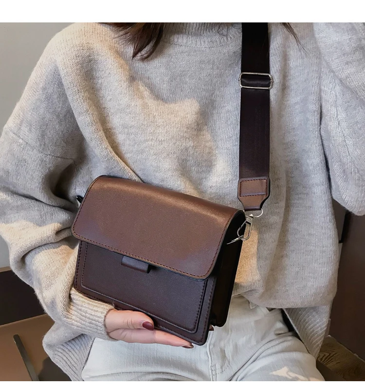 

New Fashion Women Pu Leather Vintage Solid Hasp Shoulder Bags Girls Brief Flap Phone Bag Handbag Women's Casual Crossbody Bags