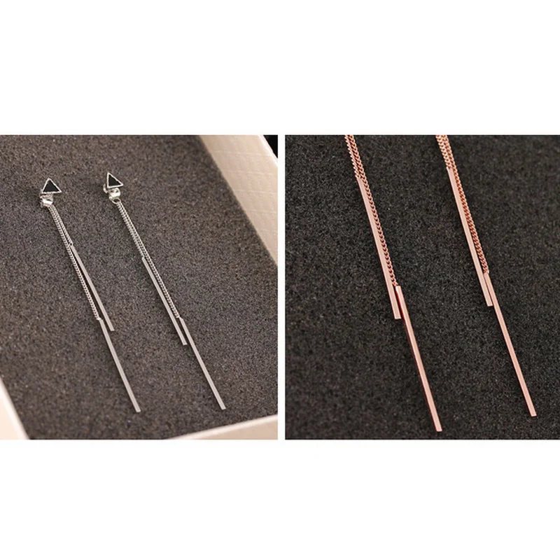 

New Women Jewelry Triangle Long Tassel Bar Drop Earrings For Women Simple Style Personality Ear Line Dangle Oorbellen Gift
