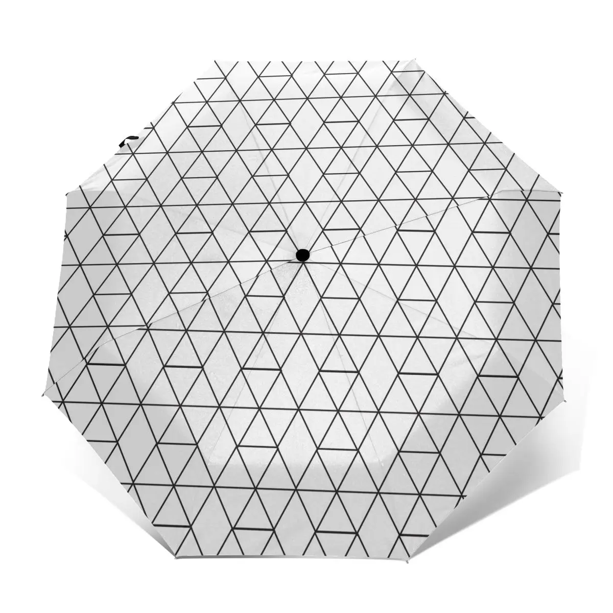 Prezzo Ombrello Automatico Pioggia Donna Ombrello A Tre Pieghe Astratto Geometrico Nero Bianco Ombrello Antivento Ombrello Impermeabile Femminile