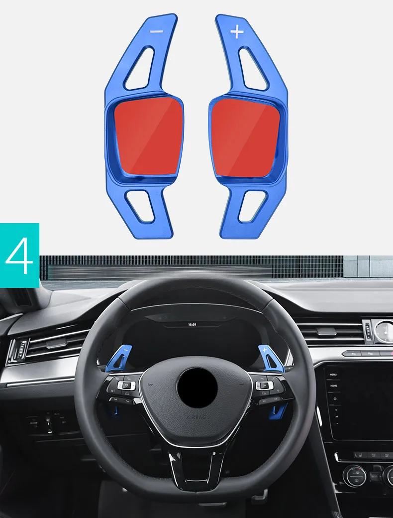 blue 2PCS Рулевое колесо для tiguan arteon, аксессуары для интерьера, наклейки для автомобиля, накладки для салона - Название цвета: blue 2PCS
