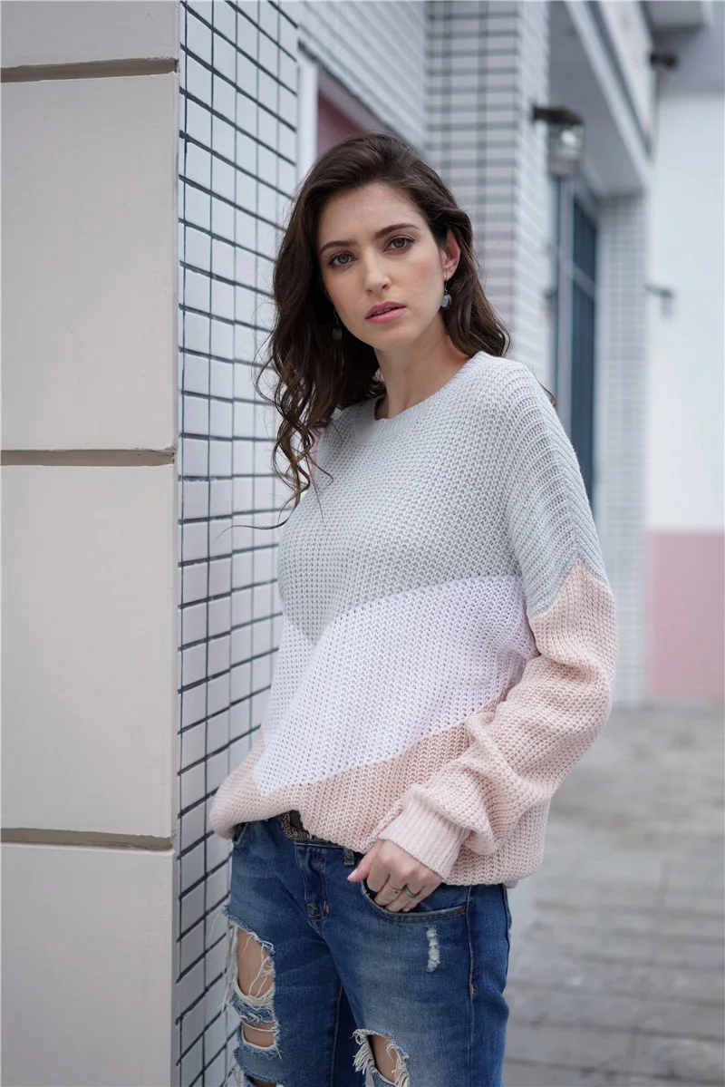 Fitshinling Boho Big Size Patchwork Winter Sweaters For Women Casual Loose Basic Pullover Jumper Knitwear New Sweater Ladies Hot | Женская