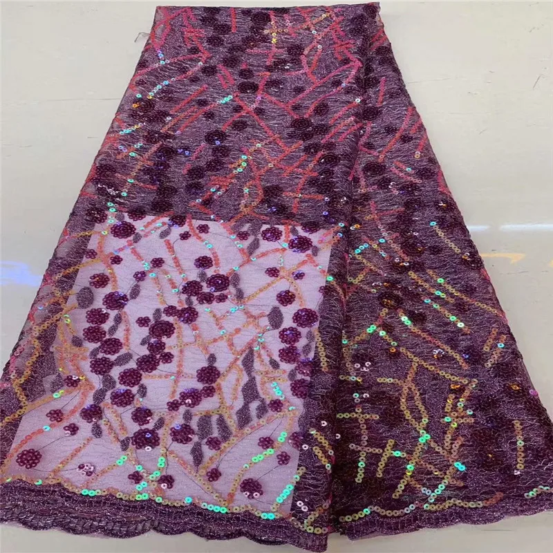 

Best Quality Peach African Net Lace Fabric High Quality sequins Embroidery Nigerian French Tulle Mesh Lace For Wedding Party