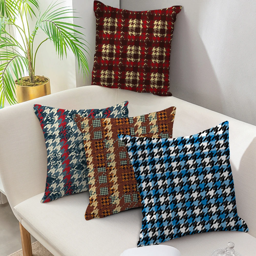 

Fuwatacchi Houndstooth Striped Cushion Cover White and Black Printed Pillow Cover Home Sofa Decorative Scottish Style Pillowcase