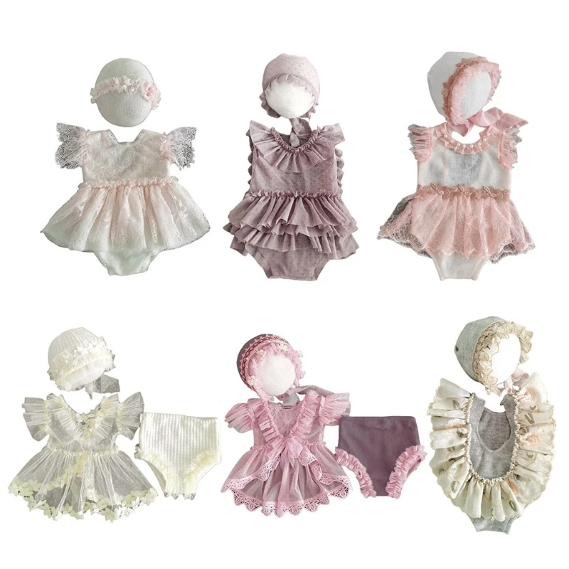 

1 Set Infants Photo Shooting Costume Outfits Baby Hat Romper Jumpsuit Short Pants Newborn Photography Props