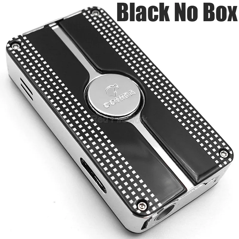 Black No Box COHIBA креативная Зажигалка со средней кнопкой, 3 фонарь, ветрозащитная зажигалка, зажигалка для сигарет - Цвет: Black No Box