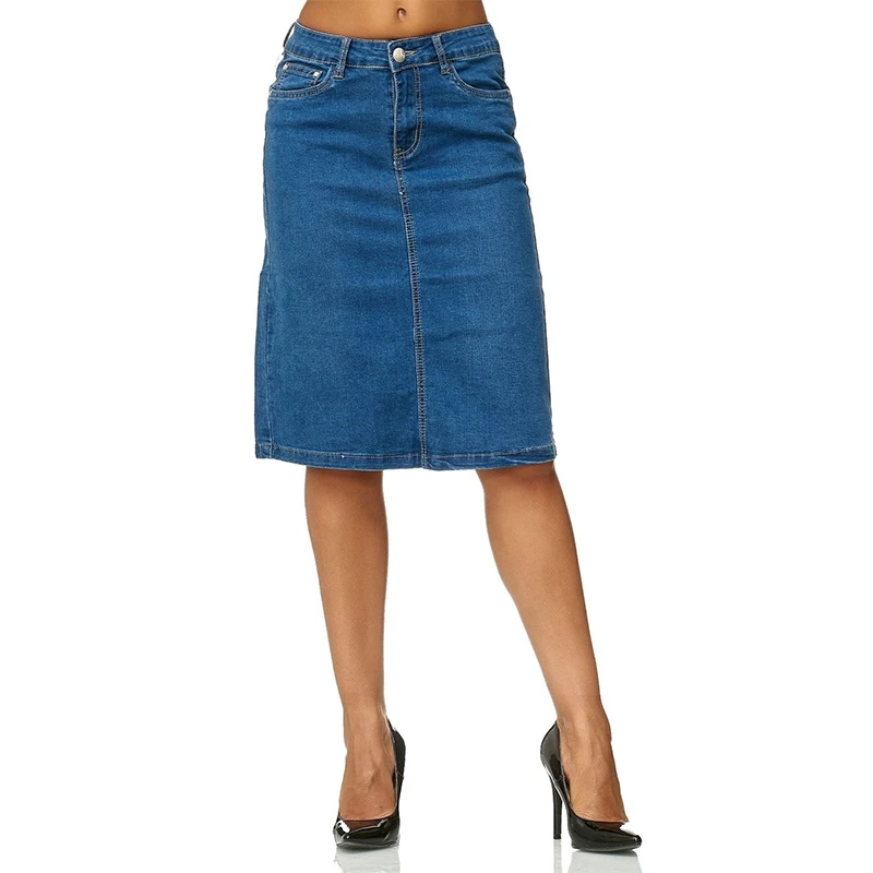 High Waist A-line Denim Skirt Women Vintage Loose Plus Size Elastic Jean Skirt Summer 2021 Straight Pencil Skirt Blue Black