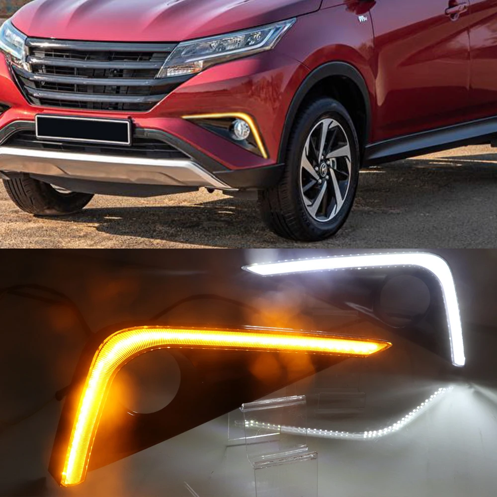 Автомобильная проблесковая 1 PairFor Toyota Раш 2018 2019 светодиодные дневные ходовые огни