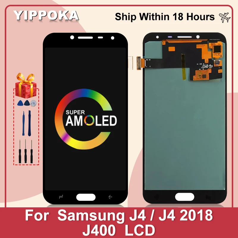 ЖК-дисплей Super AMOLED для Samsung Galaxy J4 2018 J400 сенсорный дигитайзер экран запасные части