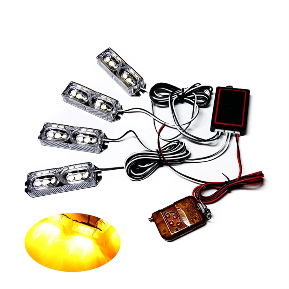 HEHEMM 4 X 6 LED Strobe Warning Light Car Flash Lamp for Emergency Vehicles 24W Red Blue | Автомобили и мотоциклы