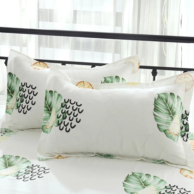 

2019 White Bedding Set Cotton 4Pcs Twin Full Queen King Size Duvet Cover Pineapple Fitted Sheet Pillow Cases Fruit Bedclothes