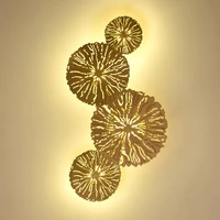 gold lotus wall lamp modern leaves copper wall light home decor sconce led bedside living room wall lamps