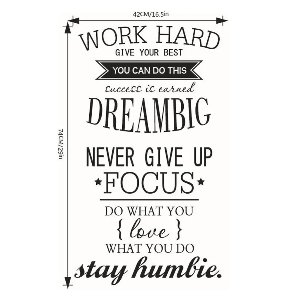 Съемный упорно работать с буквенным принтом Водонепроницаемый стены Стикеры DIY