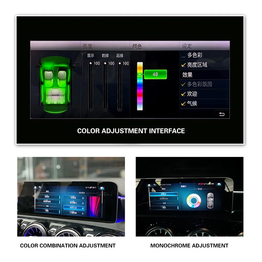 

64 Colors Air Conditioning Ambient Light For Mercedes Benz W213 Front Turbine Air Outlet Car Vent Inlet Center Console Lights