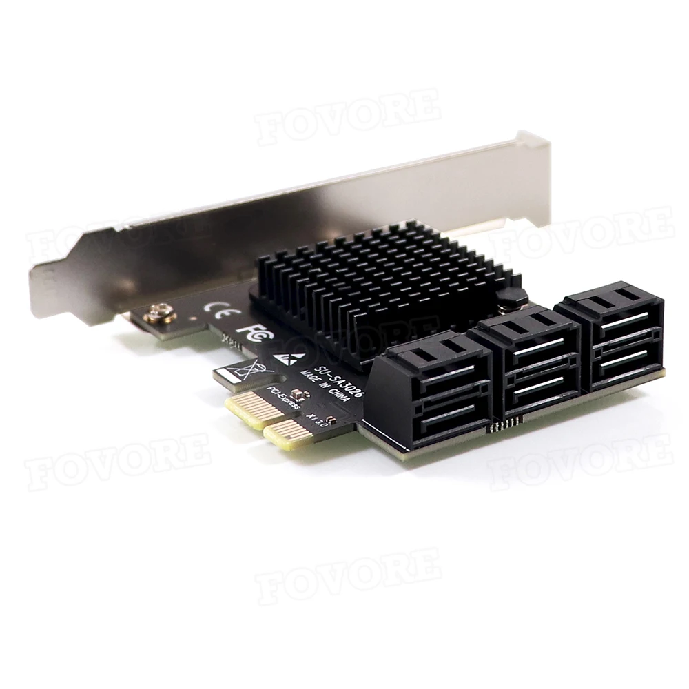 6 Ports SATA 3 III 3.0 Gbps SSD to PCIe Adapter PCI-e PCI Express x1 Controller Board Expansion Card Support x4 x6 x8 x16 | Компьютеры и