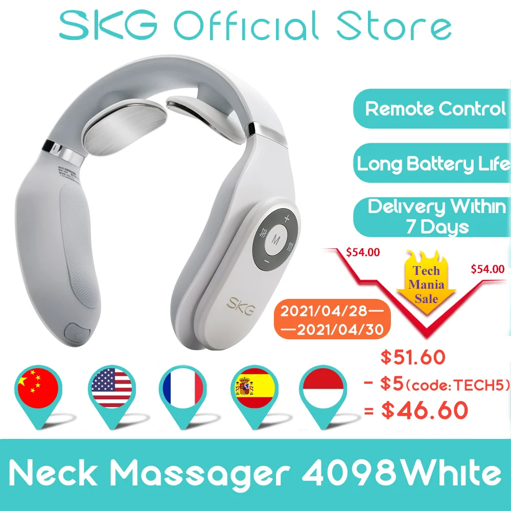 aliexpress - SKG Massager For neck Remote Control Hot Compress TENS Electric Pulse Smart Neck Massager Cervical Pain Relief Long Battery Life