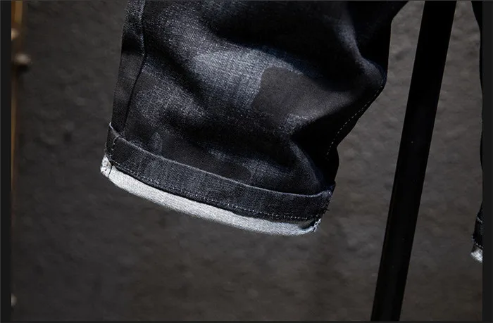 

Summer New Men's Denim Shorts Fashion Slim Fit Micro Elastic Cotton Black Wash Ripped Jeans Male Brand Clothes