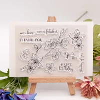 flowers happy birthday clear stamps for diy scrapbooking card transparent stamps making photo album craft new stamps decoration