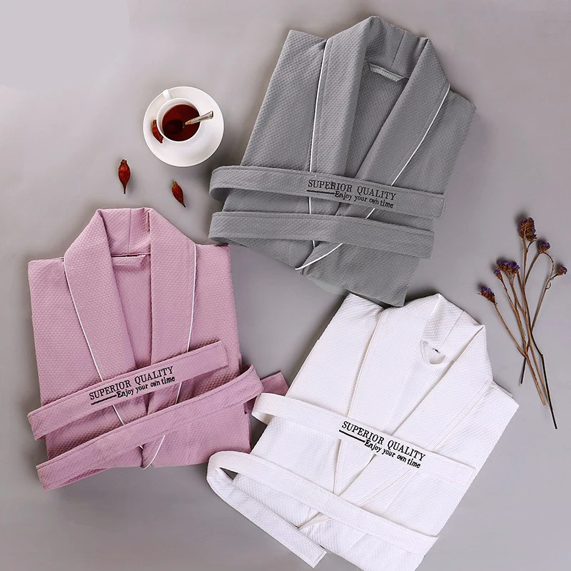 Халат вафельный из 100% хлопка для влюбленных мягкий халат мужчин и женщин