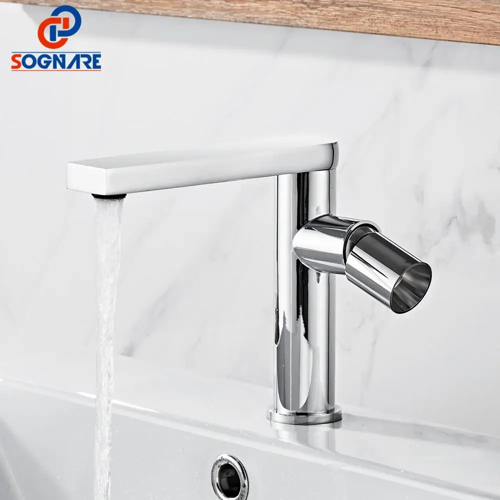 

SOGANRE Basin Faucets Brass Chrome Bathroom Faucet Sinks Mixer Tap Swivel Spout Deck Mounted Cold and Hot Washbasin Faucet Crane