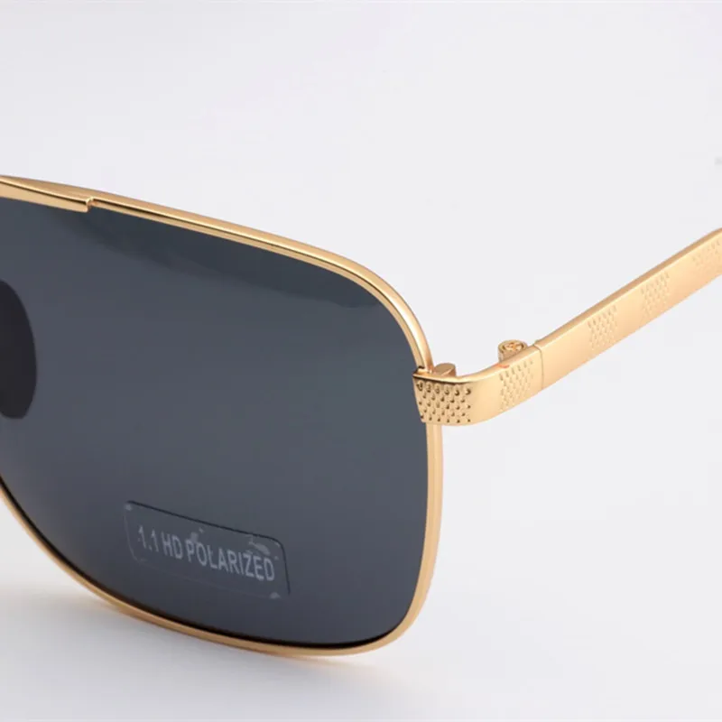 

Luxury Polarized Sunglasses for Mens Silver Metal Frame Driving Pilot Sunglasses Eyewear Male Black Glasses
