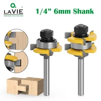 lavie 2pcs 6mm 14 shank tongue groove router bits 34 stock 3 teeth t shape tenon milling cutter for wood woodworking tools
